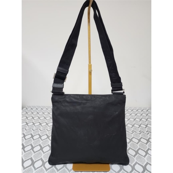Authentic PRADA Tessuto Nylon And Saffiano Leather Small Crossbody Bag Black - Picture 5 of 12